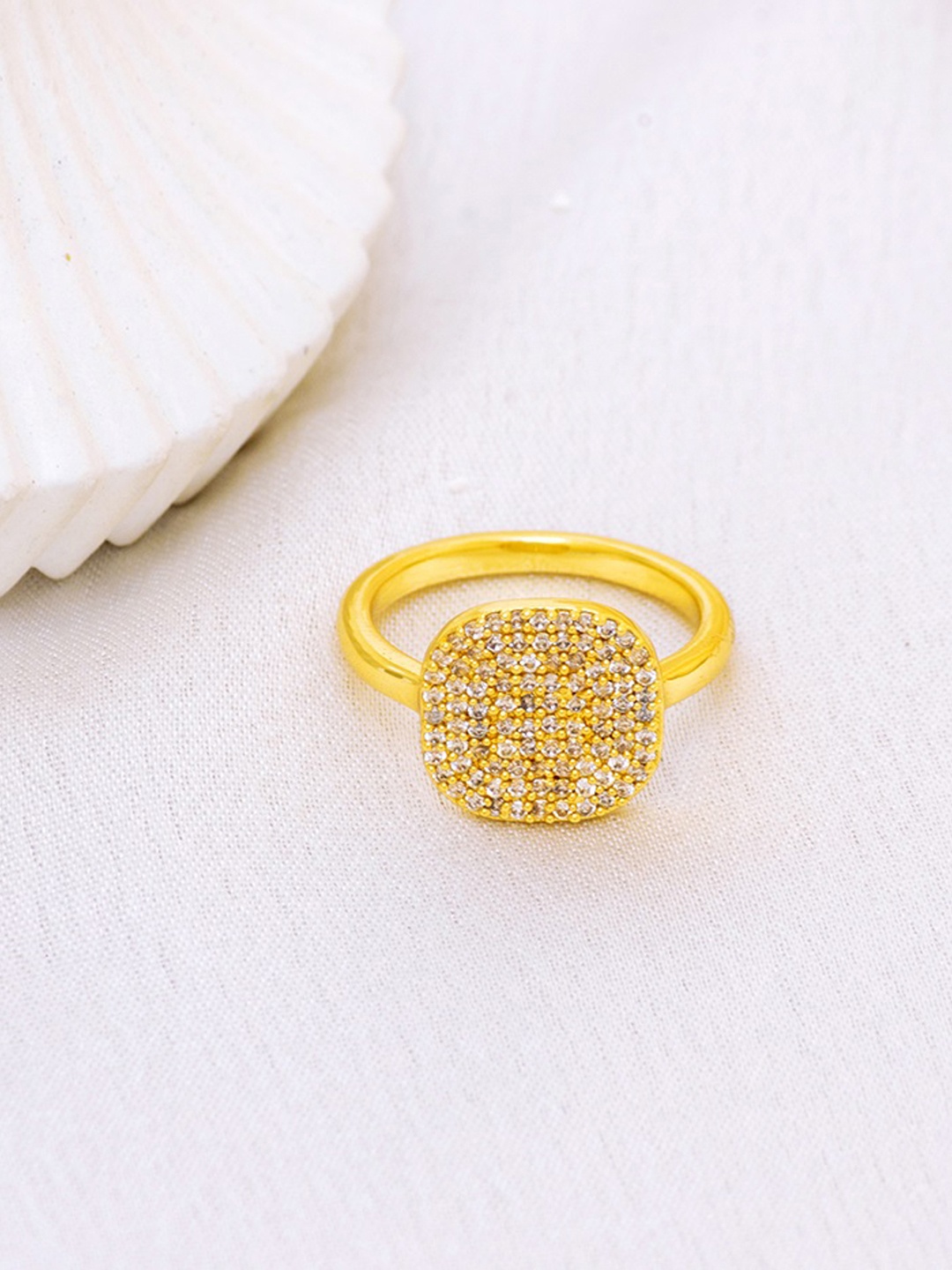 

Perfectly Average Women 18K Gold Plated JewelleryPave Signet Diamond Ring