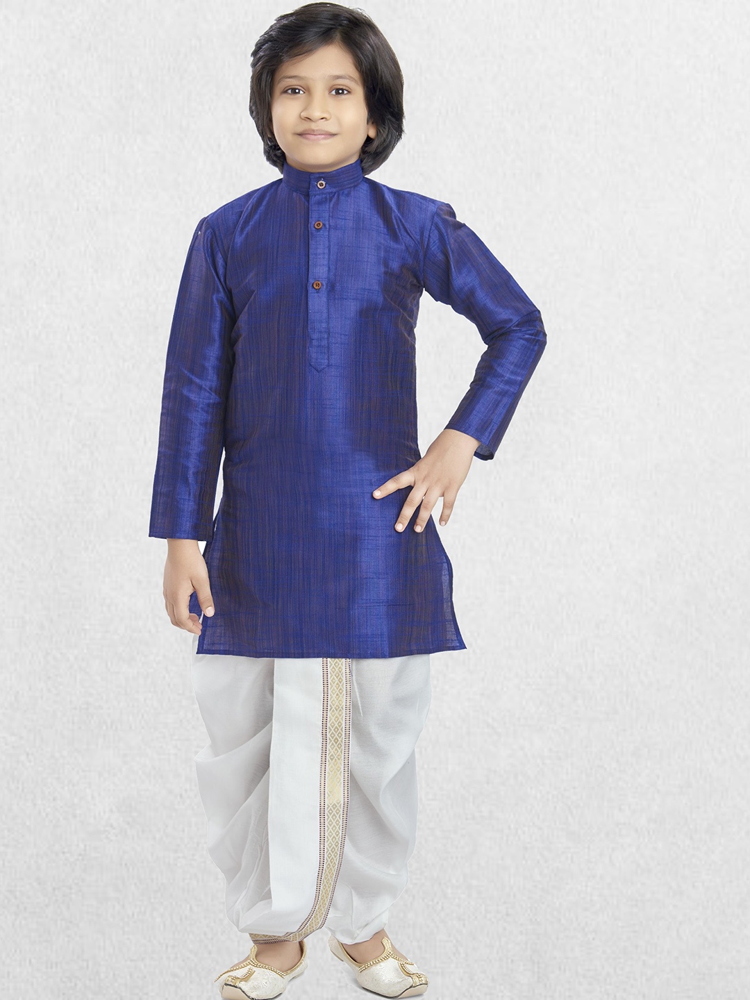 

SHIWAM ETHNIX Boys Regular Straight Kurta with Dhoti Pants, Blue