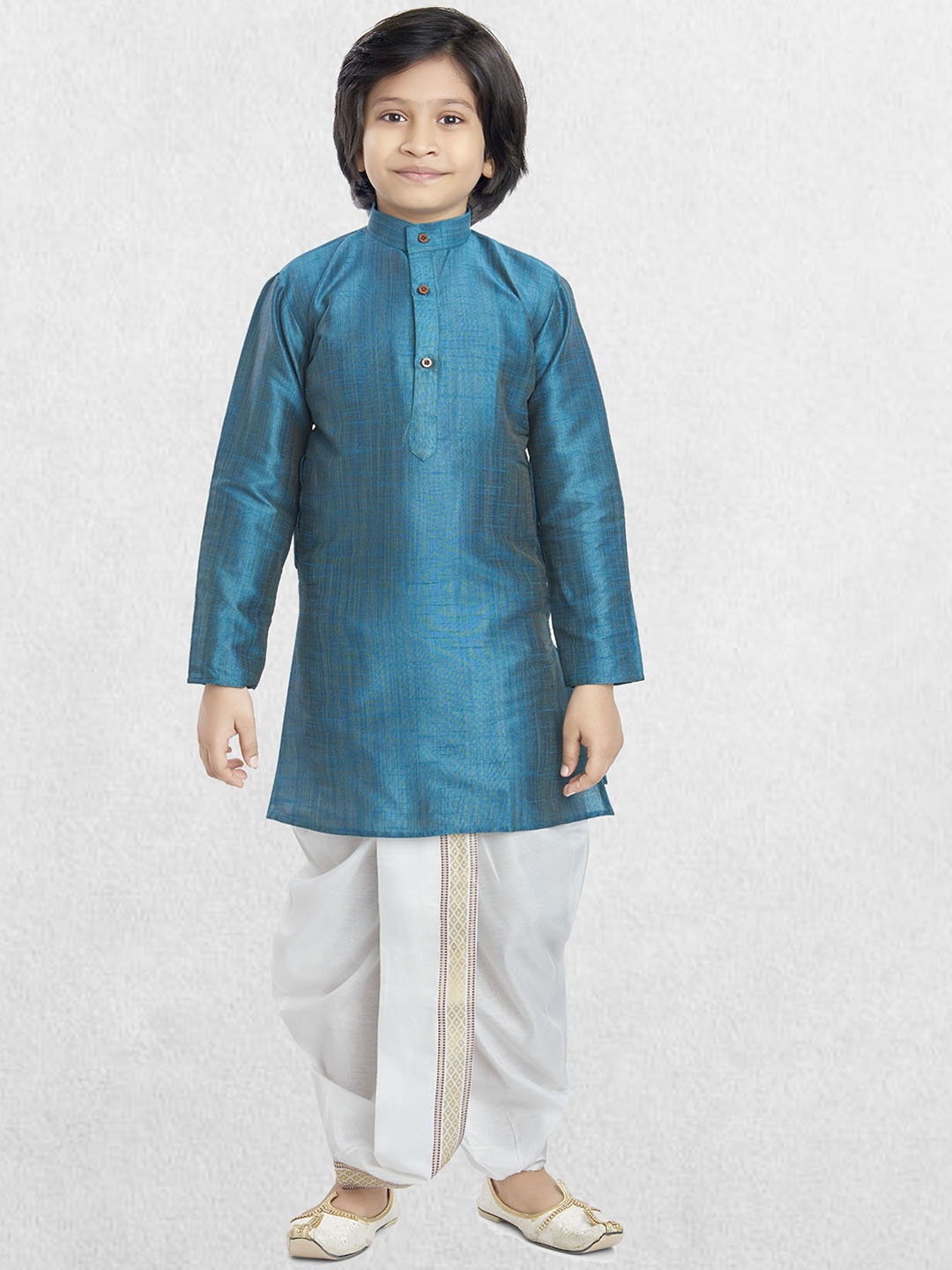 

SHIWAM ETHNIX Boys Regular Straight Kurta with Dhoti Pants, Green