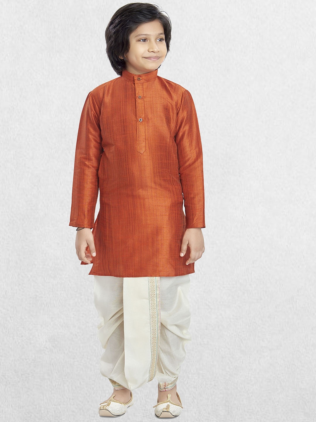 

SHIWAM ETHNIX Boys Regular Straight Kurta with Dhoti Pants, Orange