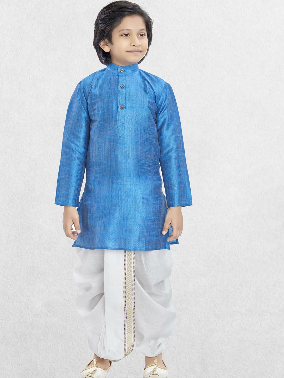 

SHIWAM ETHNIX Boys Regular Straight Kurta with Dhoti Pants, Blue