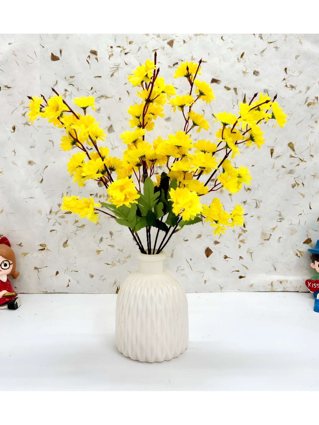 

Dekorly Yellow Sunflower Bonsai Artificial Plant With Pot