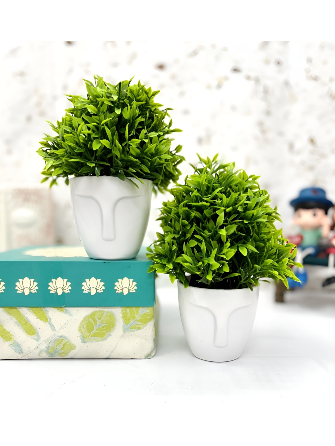 

Dekorly Green 2 Pieces Gardenia Eucalyptus Artificial Plant With Pot