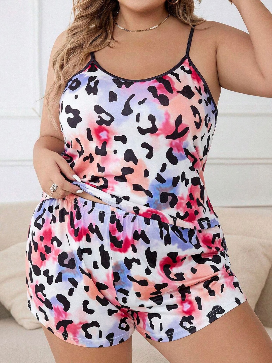 

LULU & SKY Printed Cami And Shorts Night suit, Blue