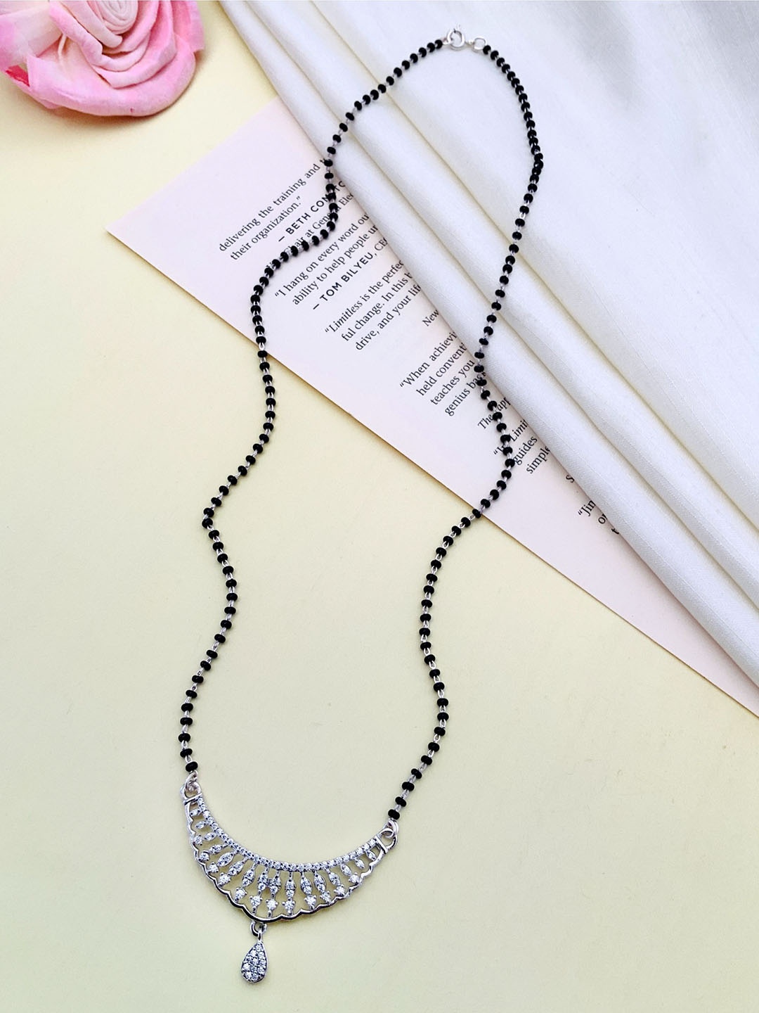 

DURGA INTERNATIONAL 925 Sterling Silver Stones Studded and Beaded Mangalsutra
