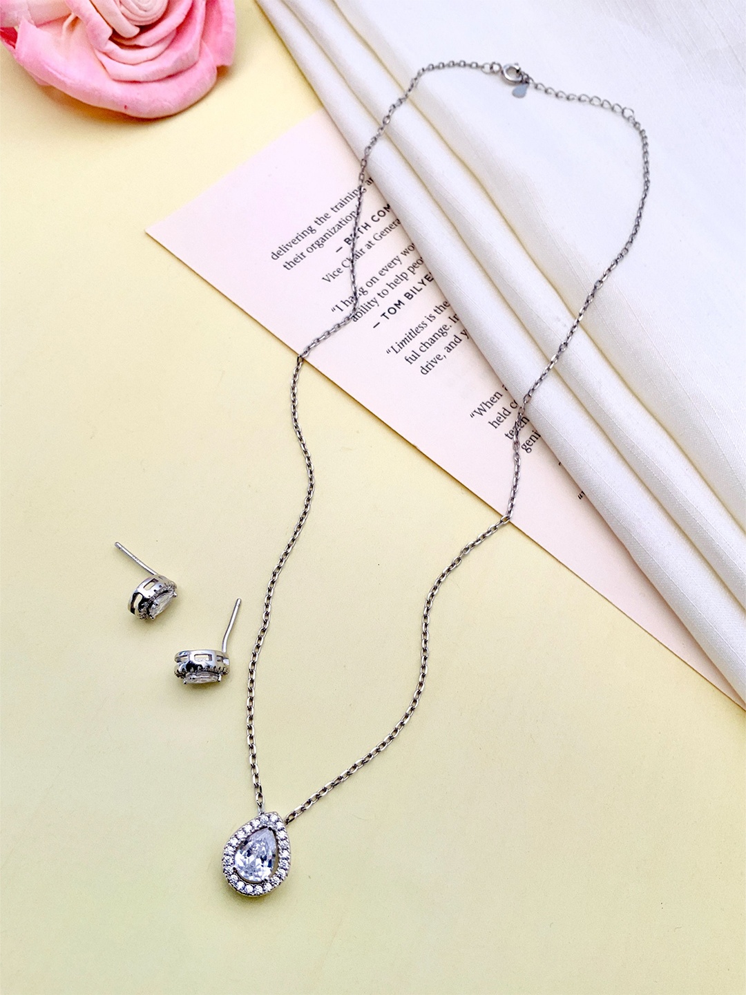 

DURGA INTERNATIONAL 925 Sterling Silver Crystal Studded Jewellery Set