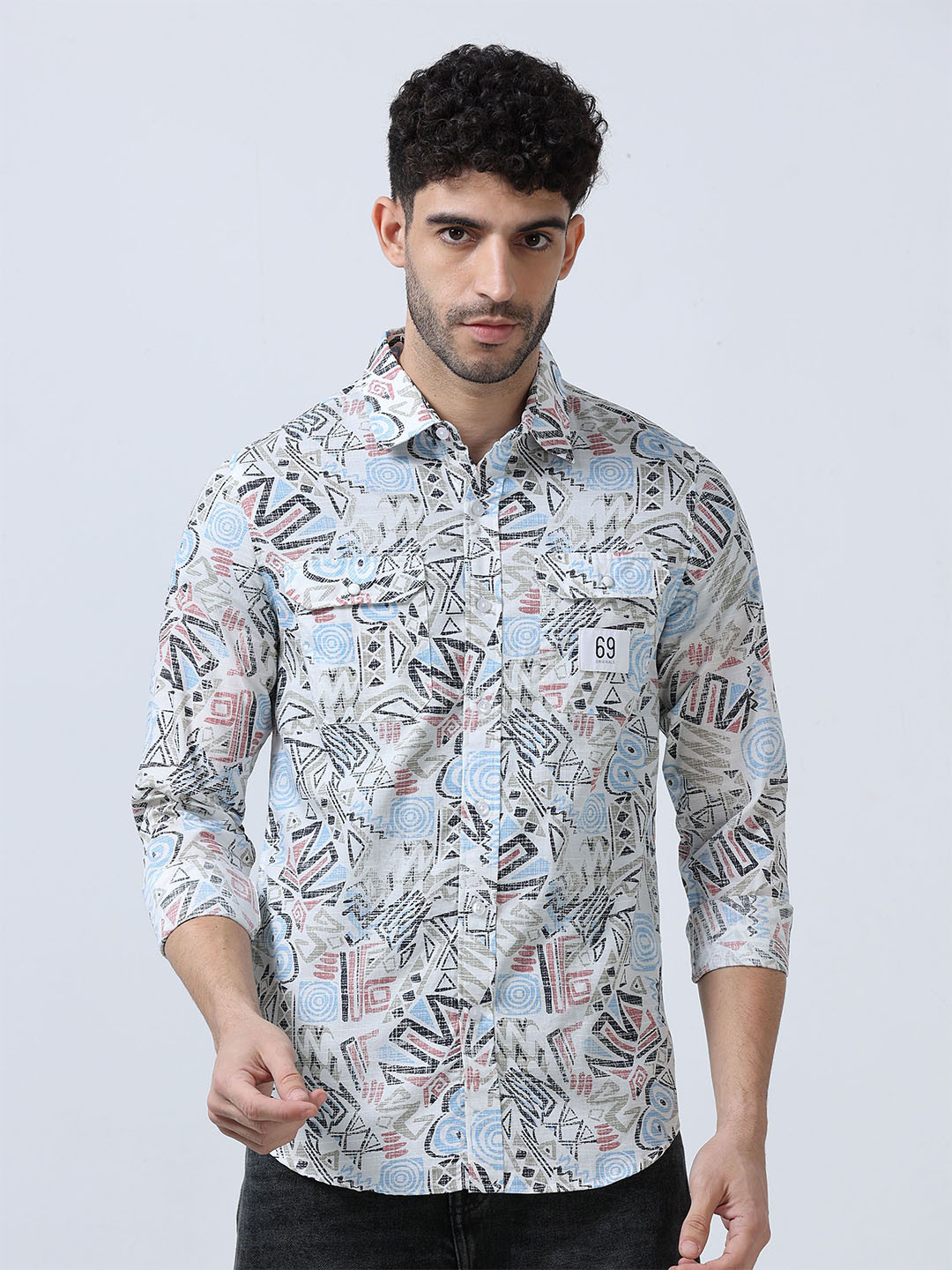 

FLY 69 Men Slim Fit Floral Opaque Printed Casual Shirt, Blue