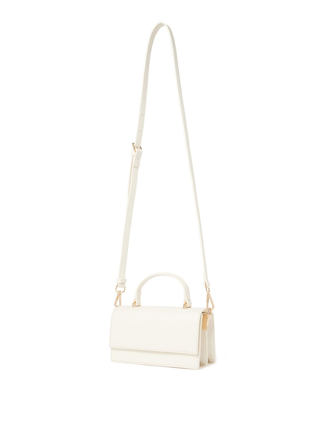 Forever New PU Structured Satchel with Cut Work, Off white