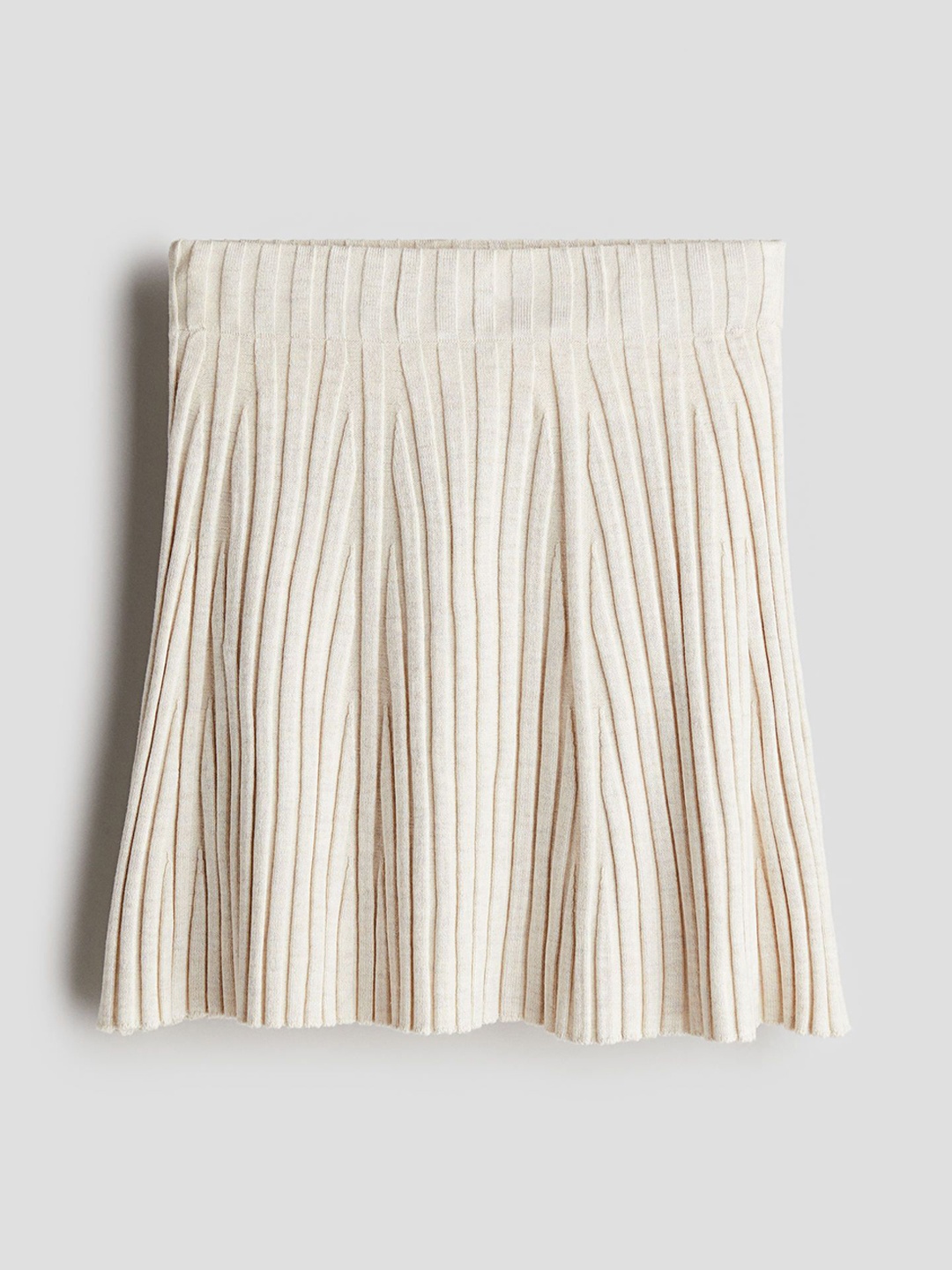 

H&M Girls Rib-Knit A-Line Skirt, Beige