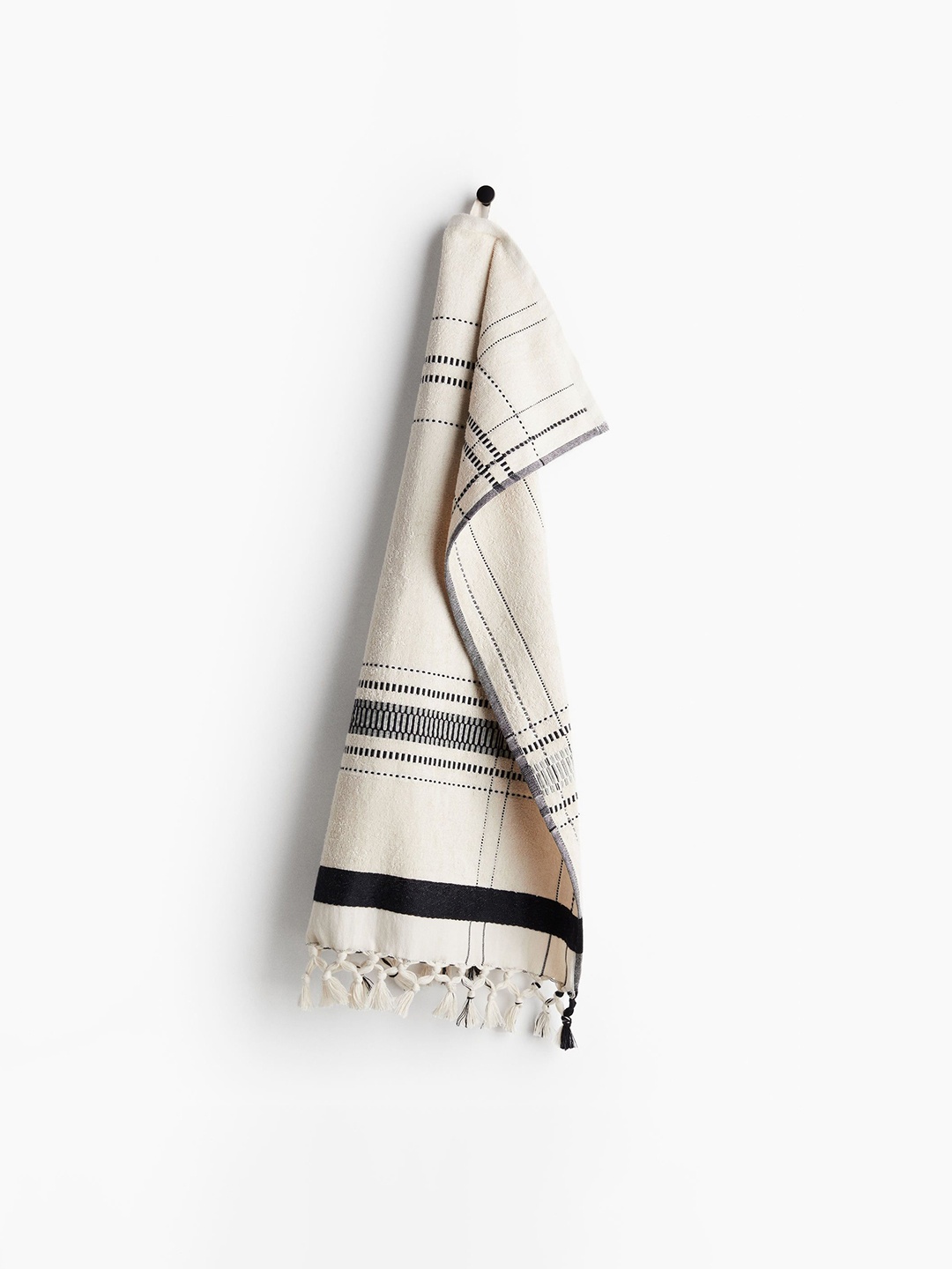 

H&M Beige & Black Tasselled Hand Towel