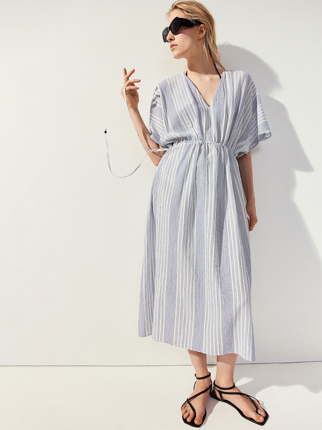 

H&M Drawstring-Detail Kaftan Dress, White