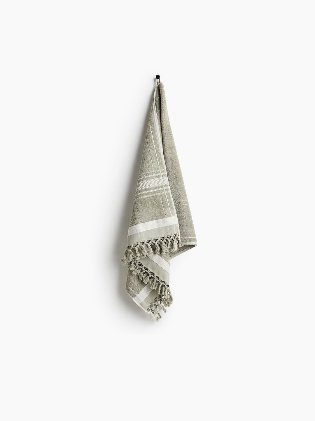 

H&M Sea Green & White Tasselled Bath Towel