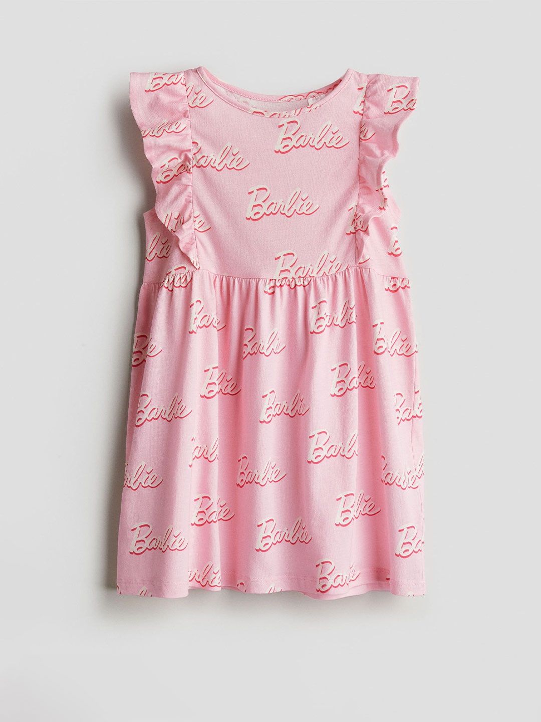 

H&M Girls Flounce-Trimmed Jersey Dress, Pink