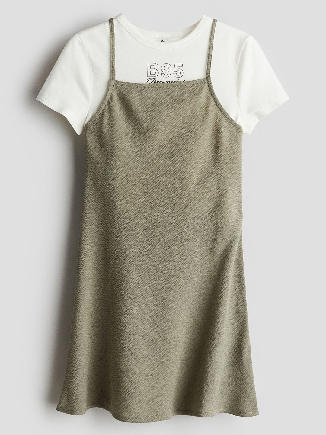 

H&M Girls 2-Piece Top And Dress Set, Green