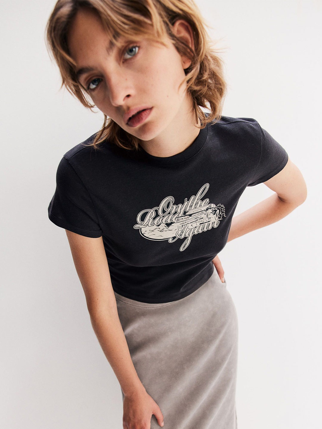 

H&M Printed T-shirt, Grey