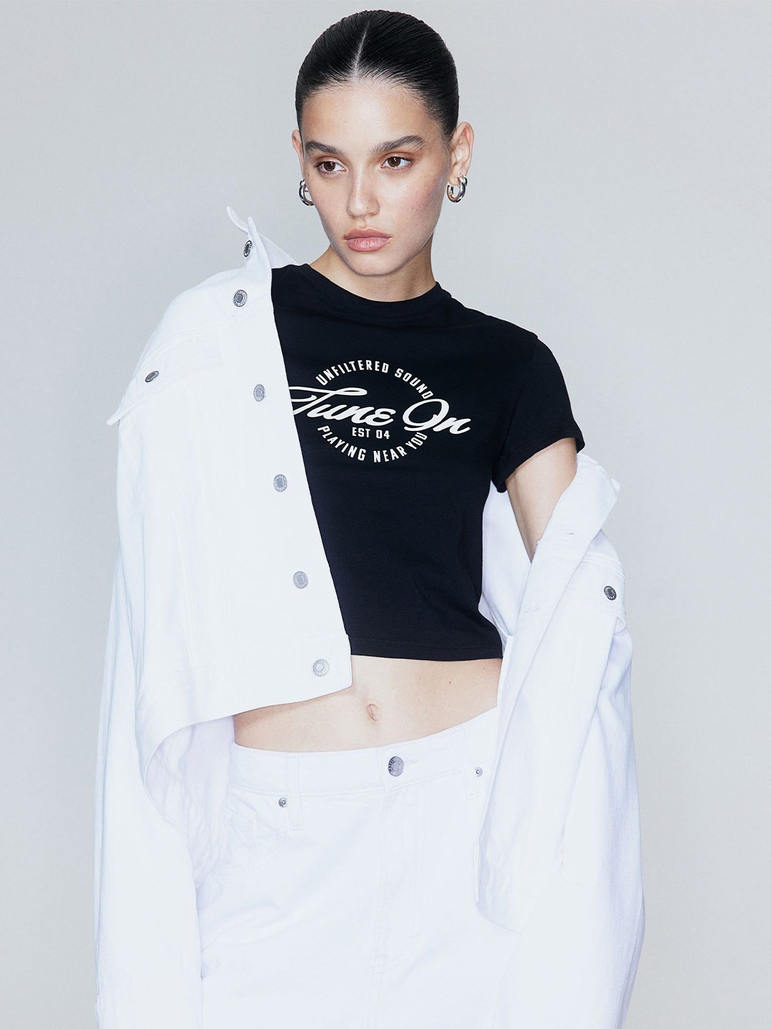 

H&M Printed T-shirt, Black