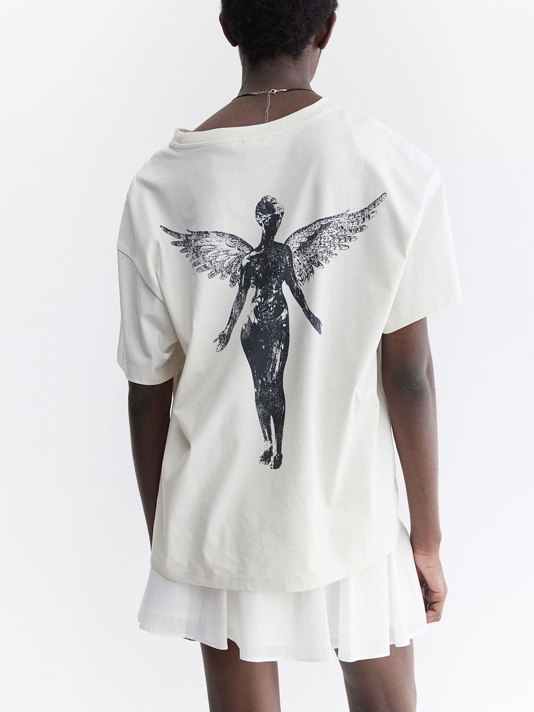 H&M Oversized Printed T-shirt, White