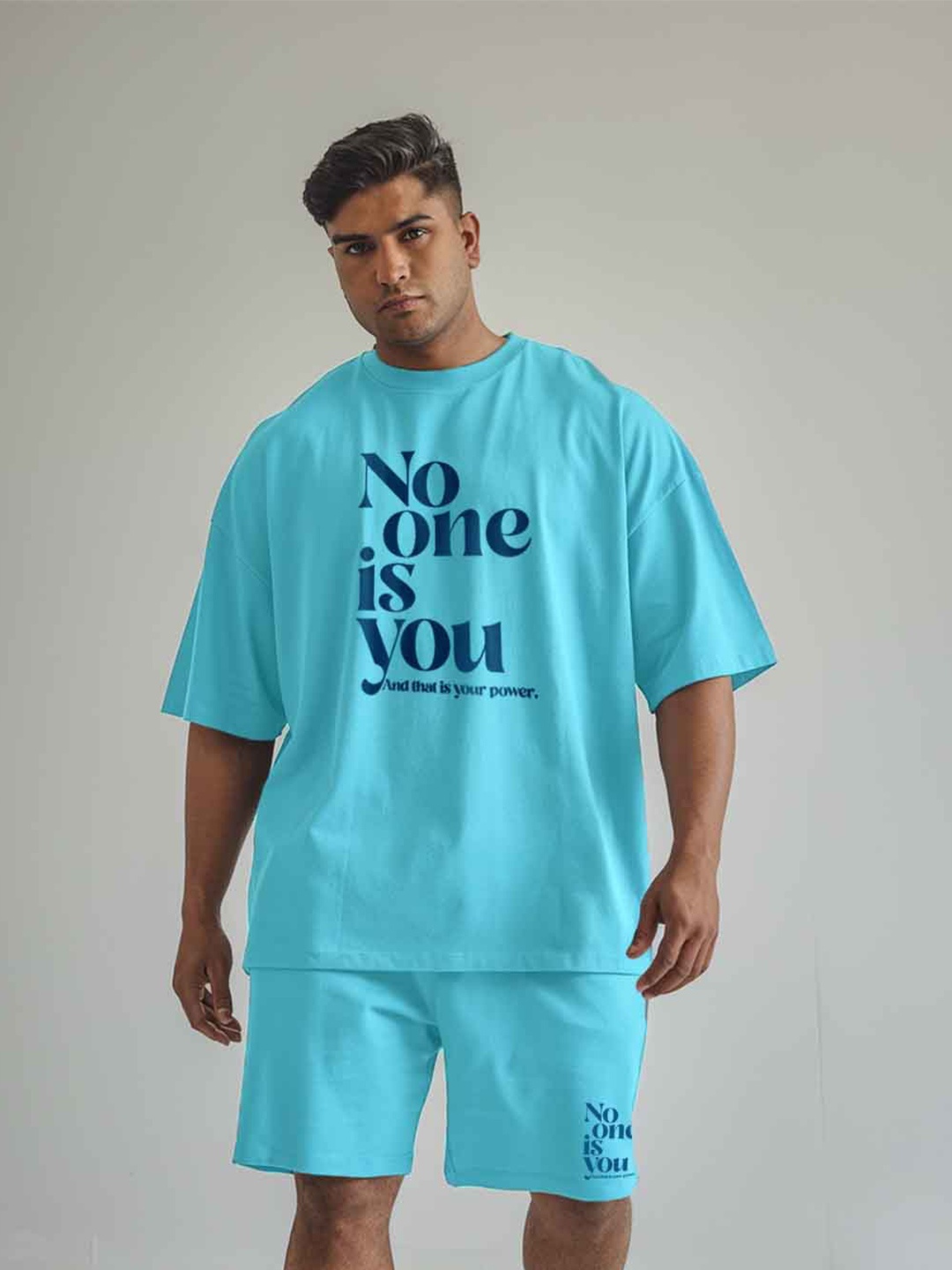 

FFLIRTYGO Graphic Printed Round Neck Tshirt With Shorts, Blue
