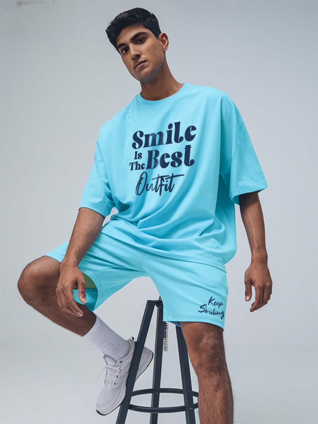 

FFLIRTYGO Graphic Printed T-Shirt & Shorts, Turquoise blue