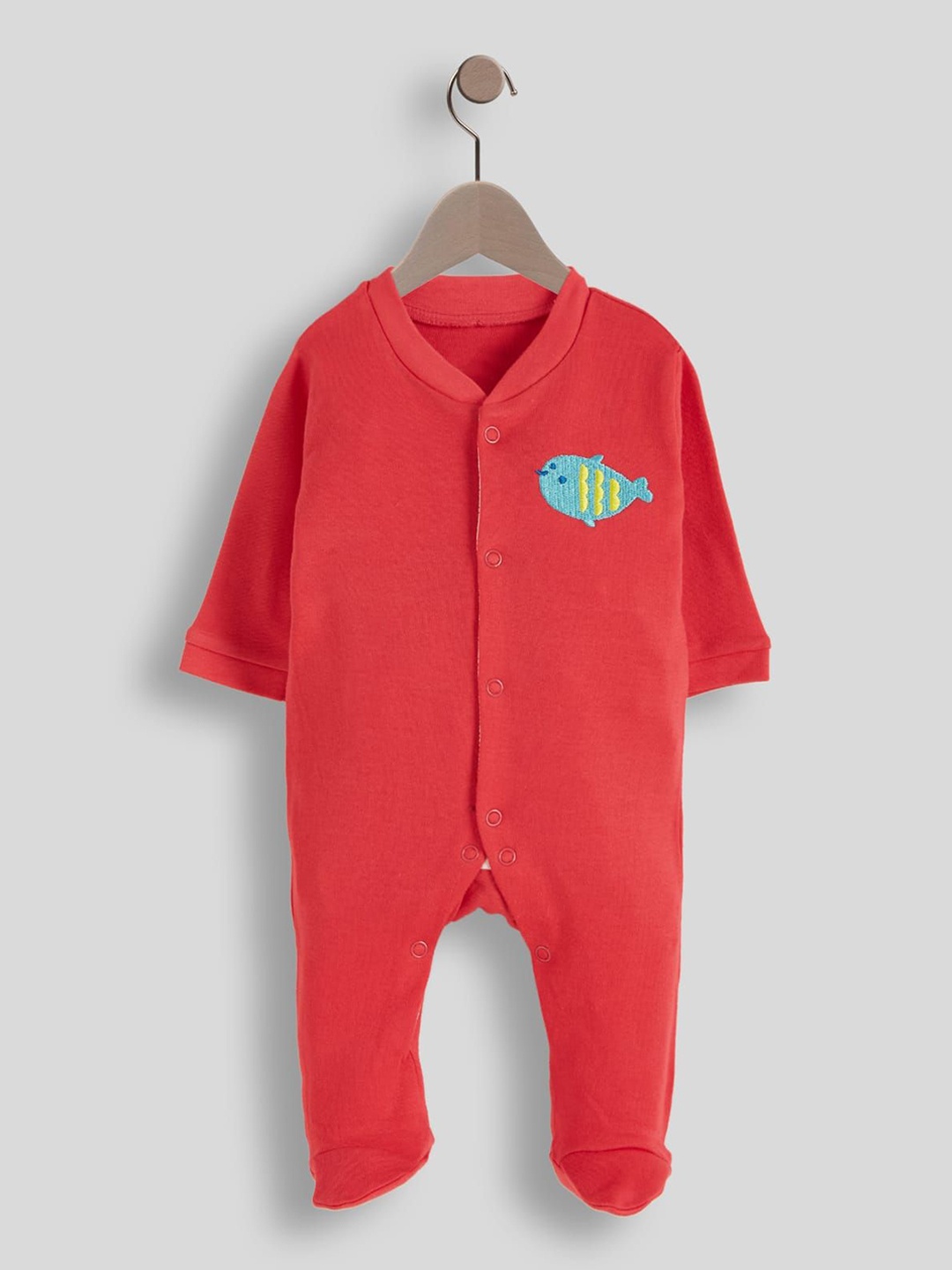 

BAESD Infants Solid Cotton Sleepsuit, Red