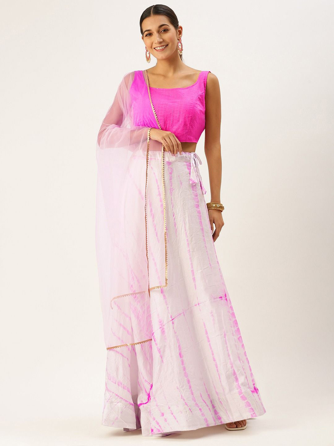 

KAZIA Embellished Sequinned Pure Cotton Semi-Stitched Lehenga Choli, Pink