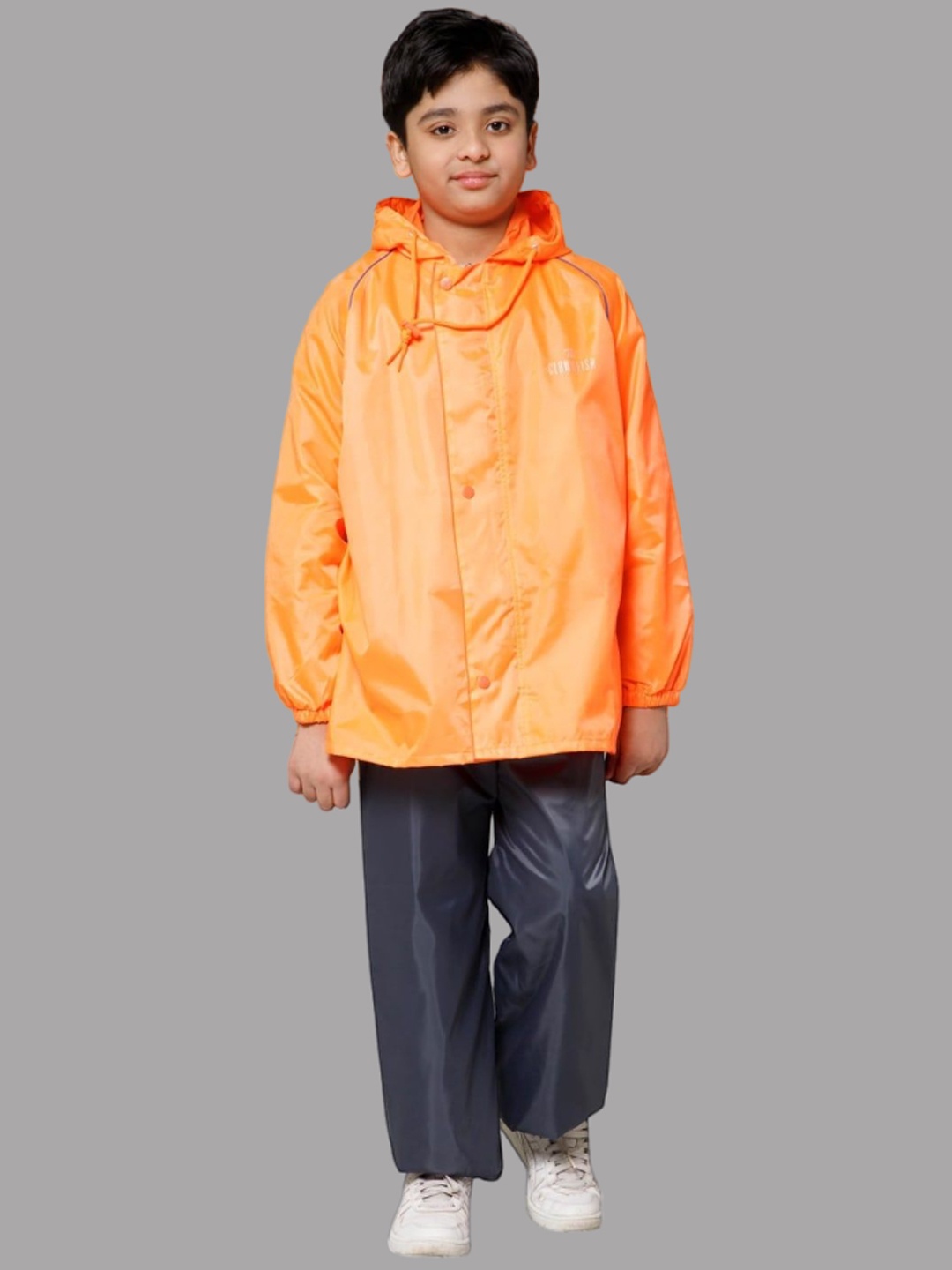 

THE CLOWNFISH Duke Kids Waterproof Double Coating Reversible Hooded Rain Jacket, Orange
