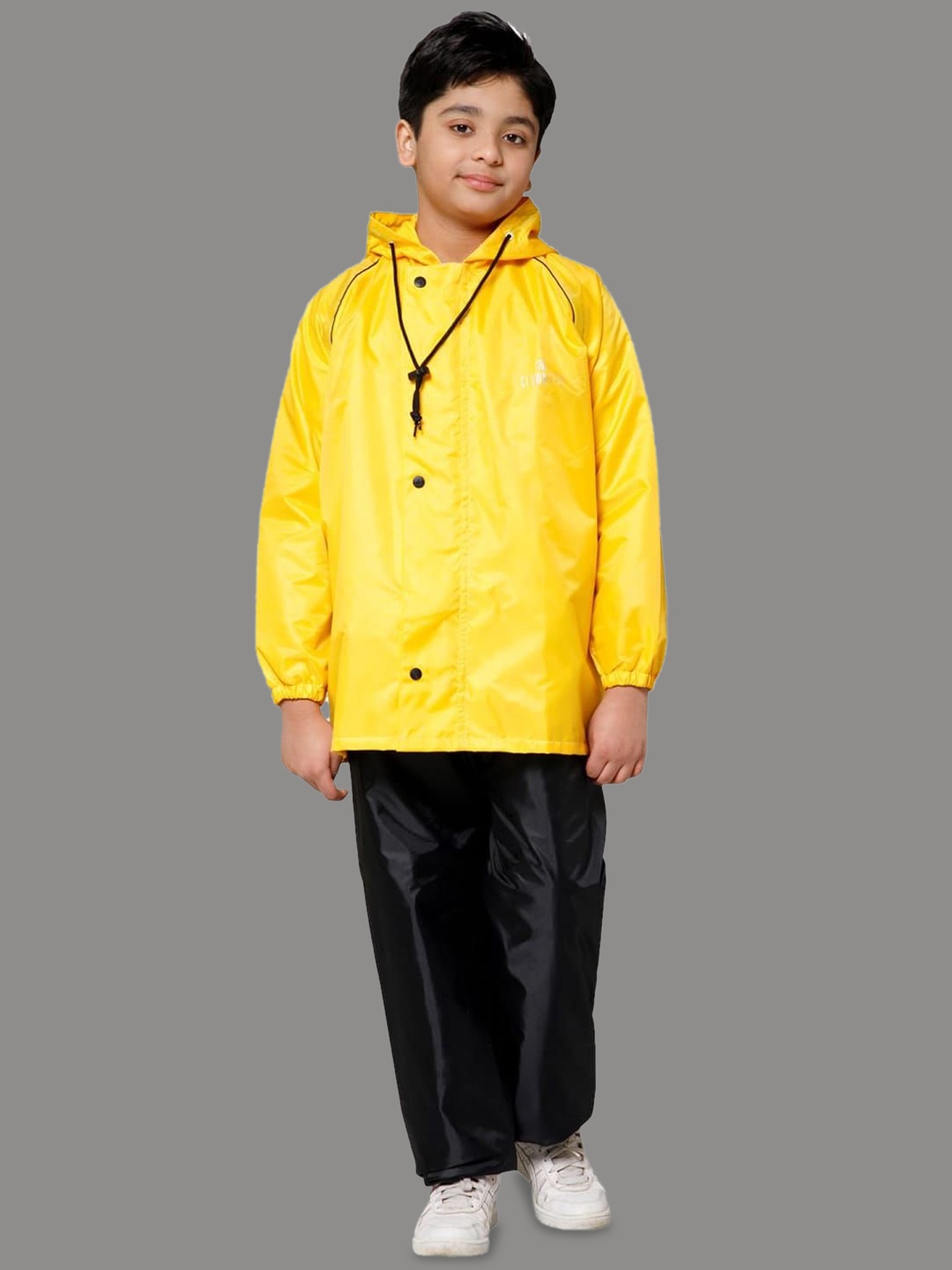 

THE CLOWNFISH Duke Kids Waterproof Double Coating Reversible Hooded Rain Jacket, Yellow