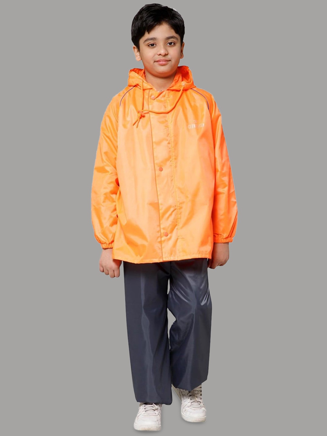 

THE CLOWNFISH Duke Kids Reversible Waterproof Hooded Rain Suit, Orange