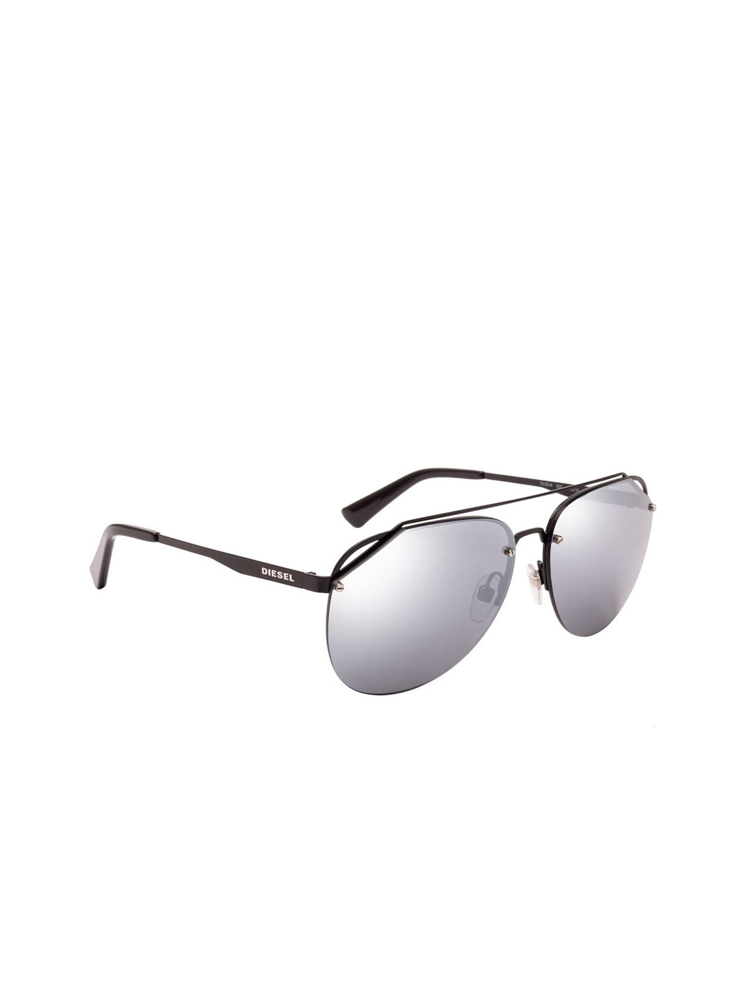 

DIESEL Unisex UV Protected Lens Half Rim Aviator Sunglasses, Grey