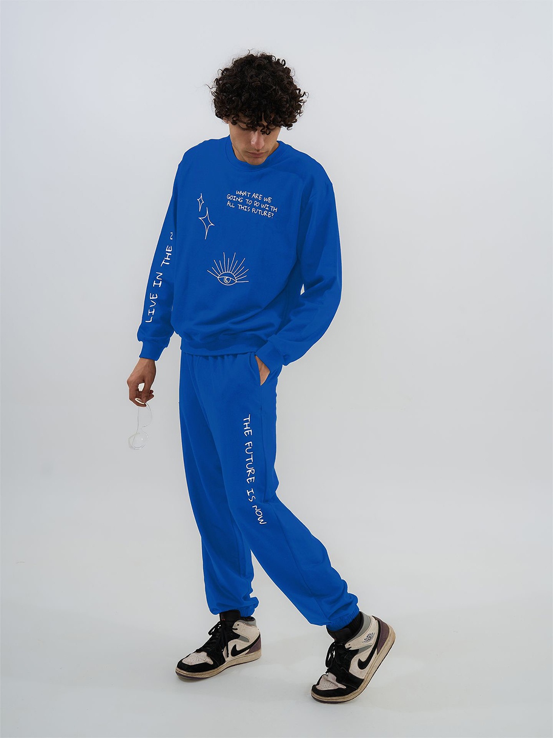 

Exhale Label The Future Unisex Cotton Typographic Oversized Fit Sweatshirt, Blue