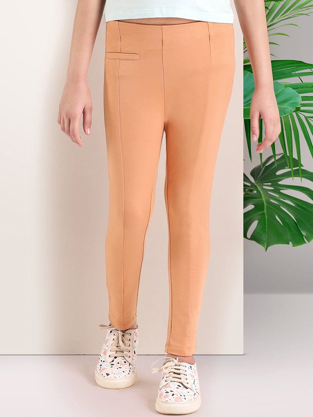 

ARIAS By LARA DUTTA Girls Cotton Skinny Fit Jegging, Beige