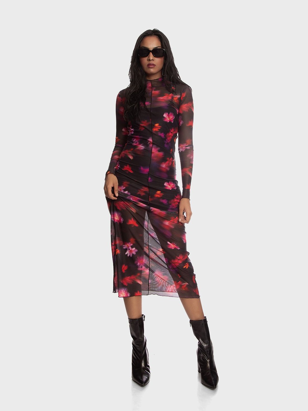 

Lemonlords Floral Print Midi Dress, Black