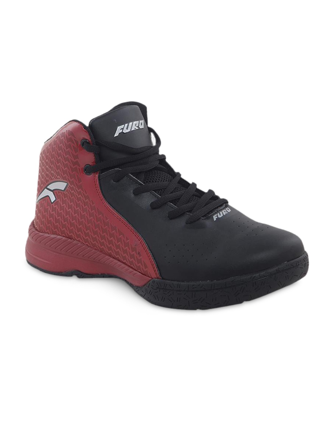 

FURO by Red Chief Men Black Mesh Mid-Top Basketball Shoes B8000 BLACK/R-RED