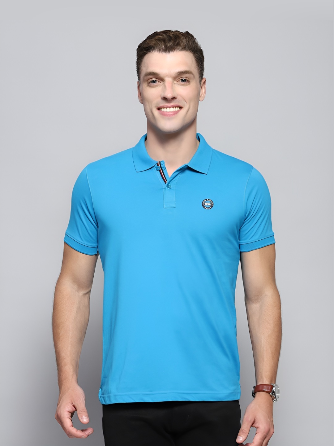 

Cloak & Decker by Monte Carlo Men Solid Polo Collar T-shirt, Blue