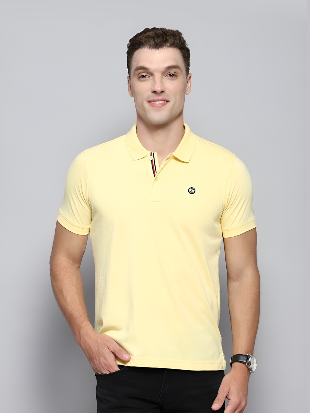 

Cloak & Decker by Monte Carlo Men Solid Polo Collar T-shirt, Yellow