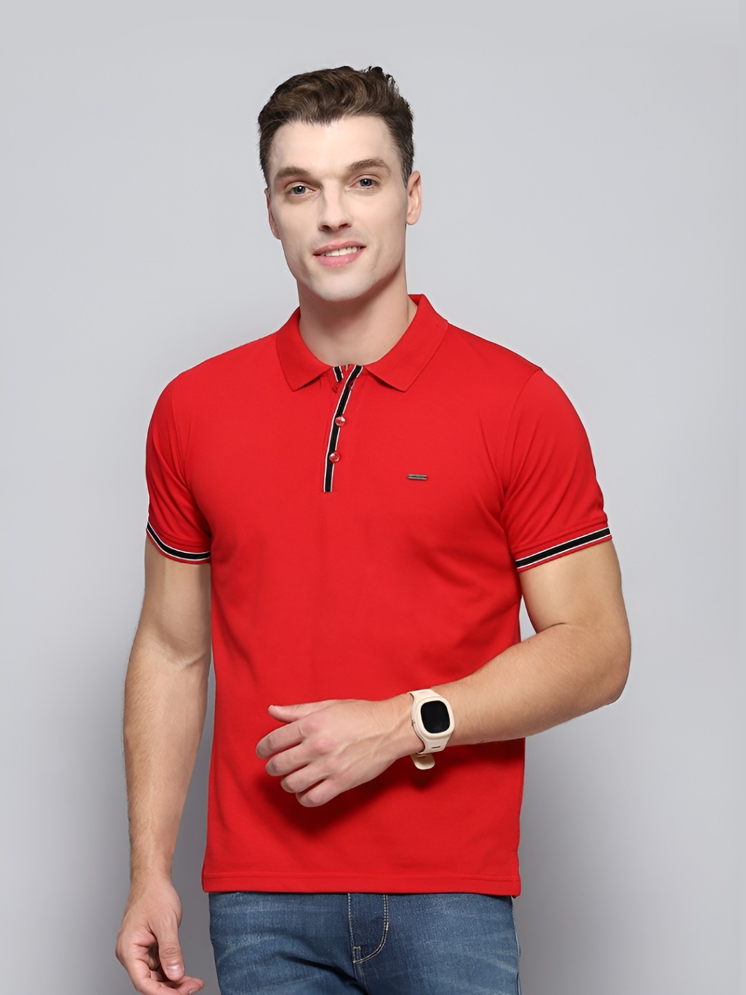 

Cloak & Decker by Monte Carlo Men Polo Collar Pockets T-shirt, Red