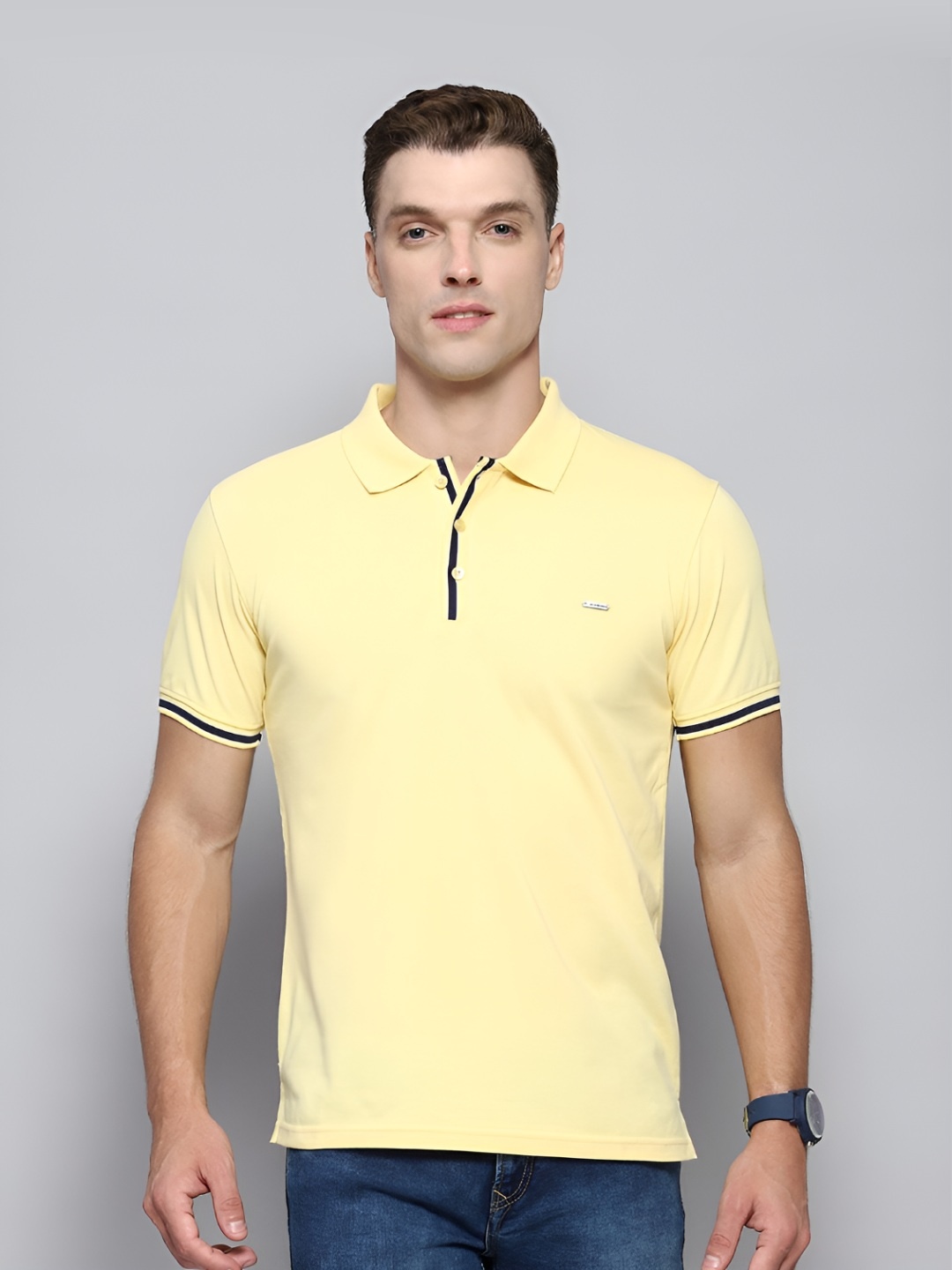 

Cloak & Decker by Monte Carlo Men Solid Polo Collar T-shirt, Yellow