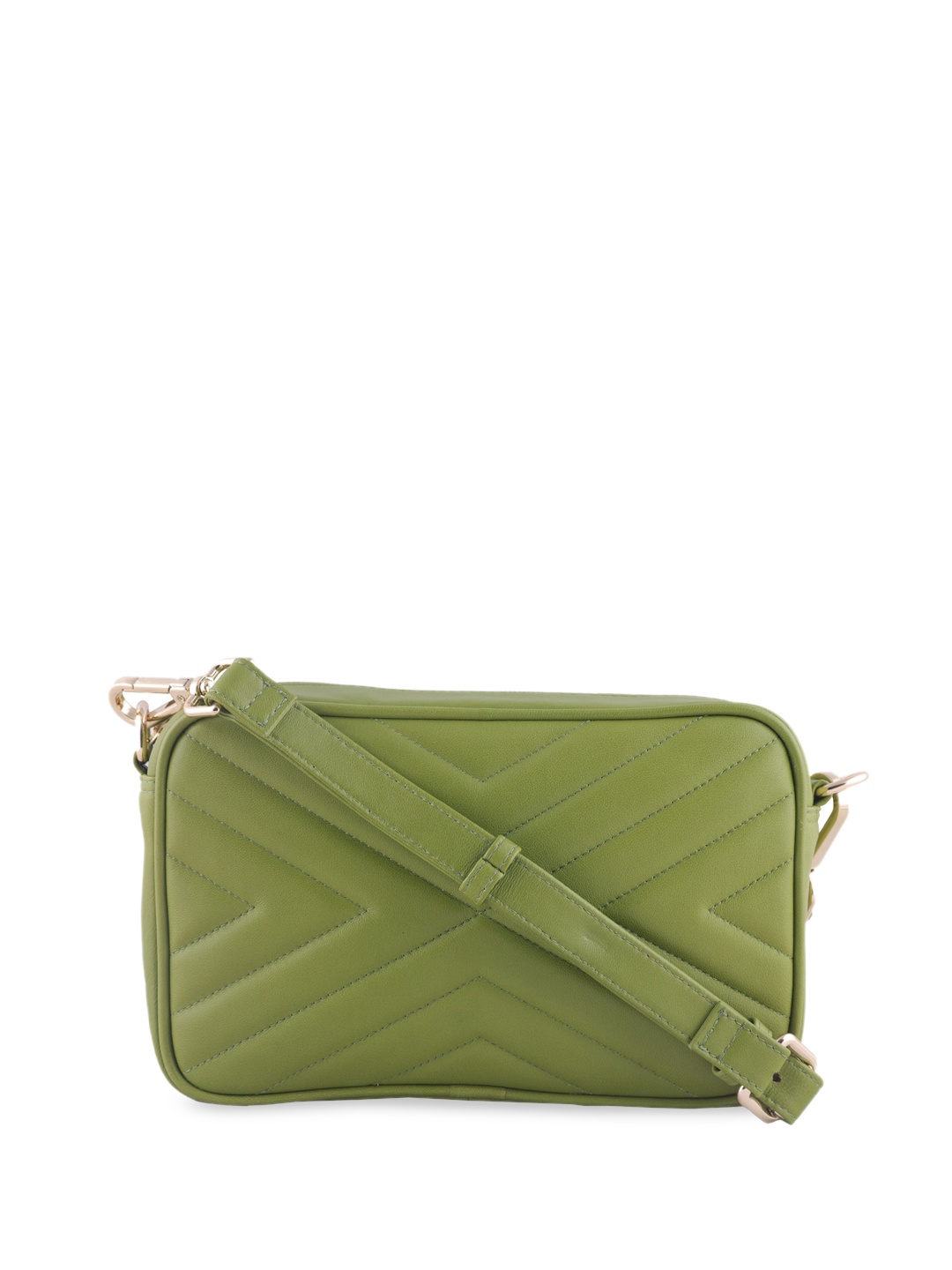 

Baraca Leather Structured Sling Bag with Quilted, Green