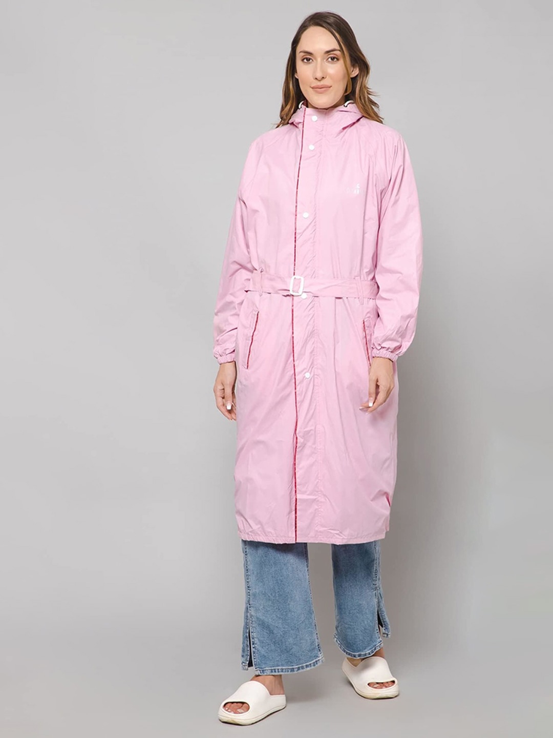 

THE CLOWNFISH Reversible Water Proof Hooded Rain Jacket, Pink