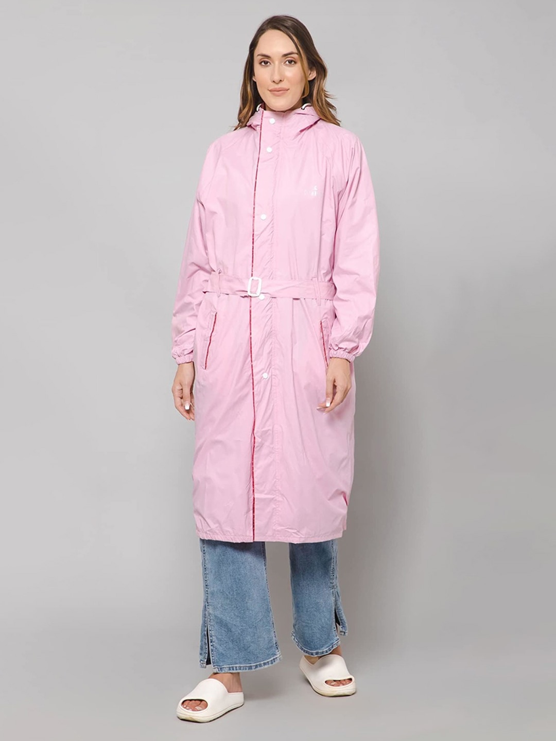 

THE CLOWNFISH Drizzle Diva Reversible Water Proof Hooded Rain Jacket, Pink