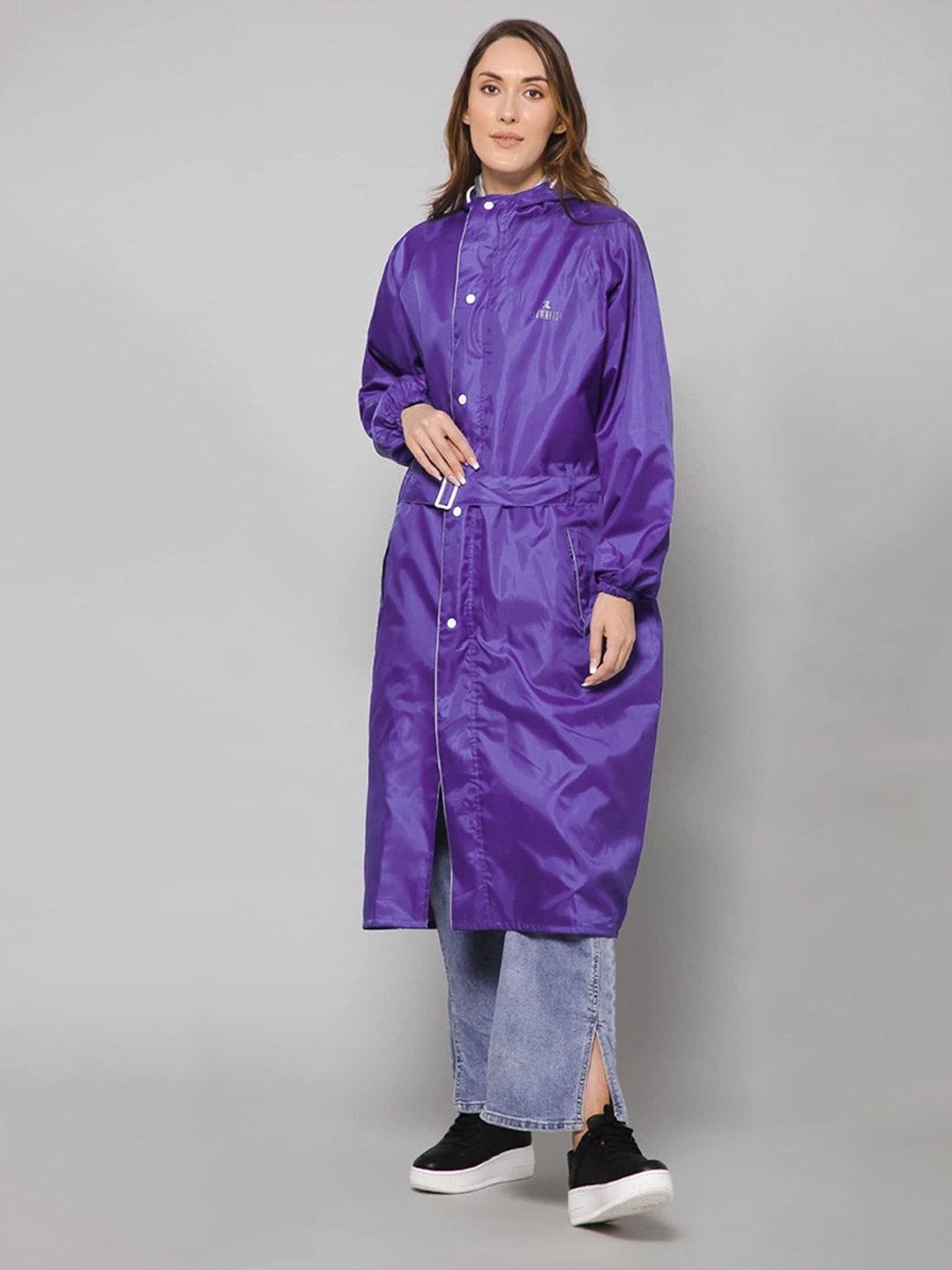 

THE CLOWNFISH Reversible Water Proof Hooded Rain Jacket, Purple