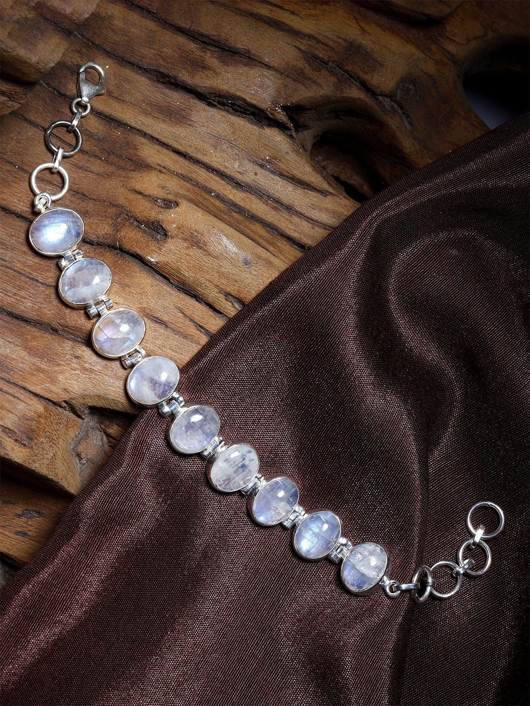 

Exotic India Sterling Silver Artificial Beads Silver Plated Wraparound Bracelet