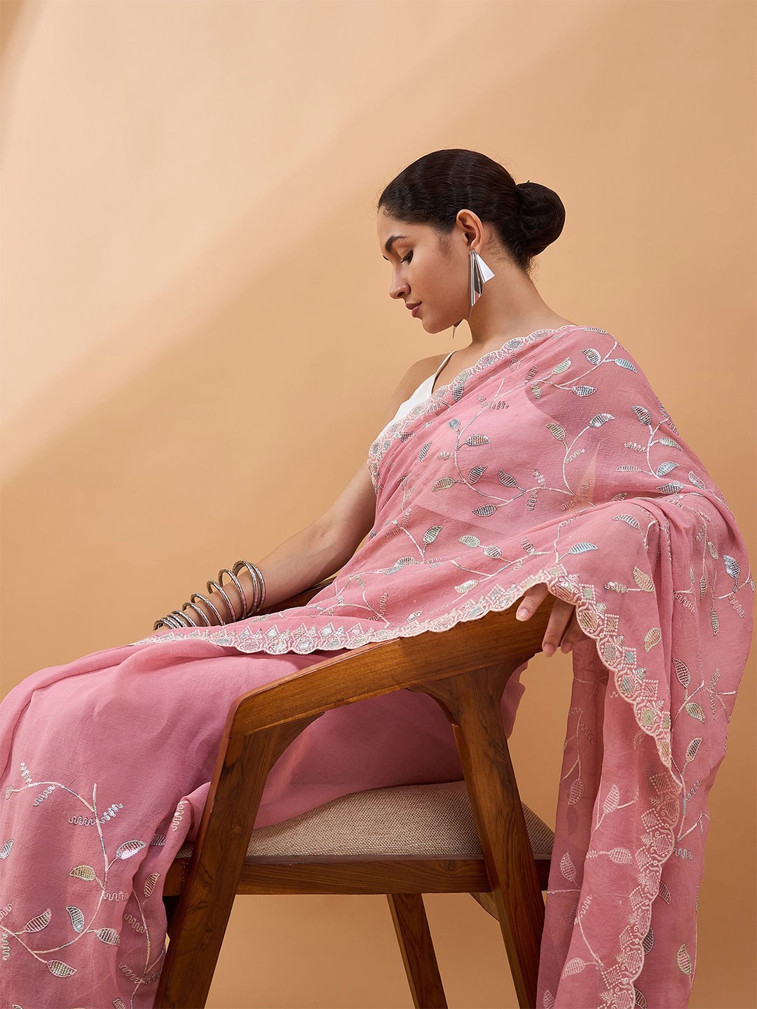 

all about you Embellished Sequinned Saree, Pink