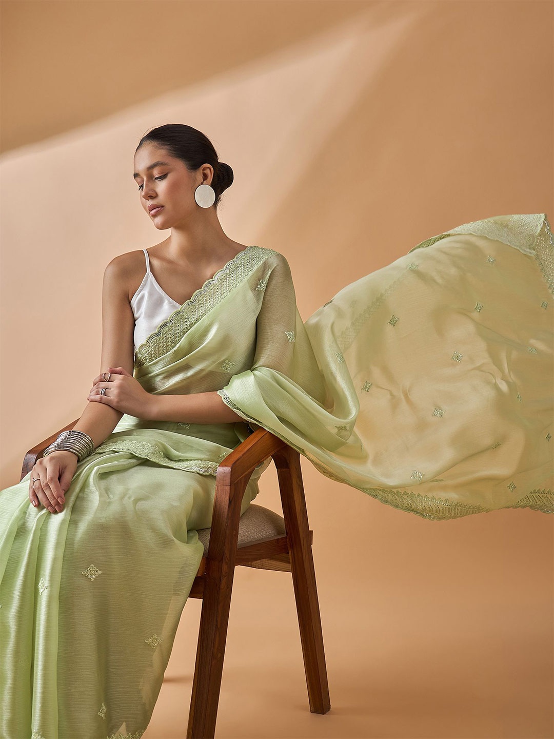 

all about you Embellished Embroidered Saree, Green