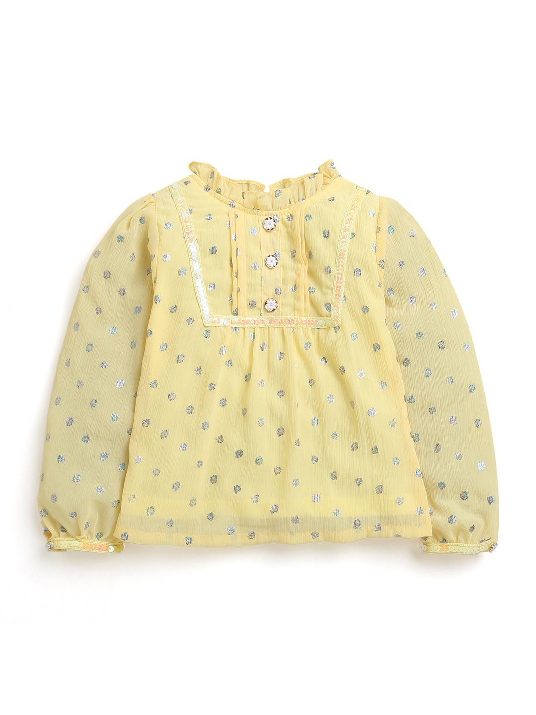 

Tiny Girl Girls Floral Print Mandarin Collar Top, Yellow