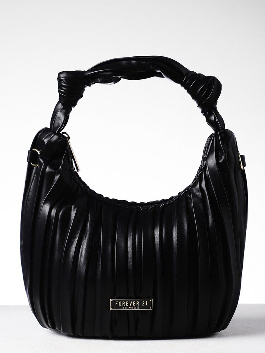 FOREVER 21 PU Shopper Handheld Bag with Tasselled, Black
