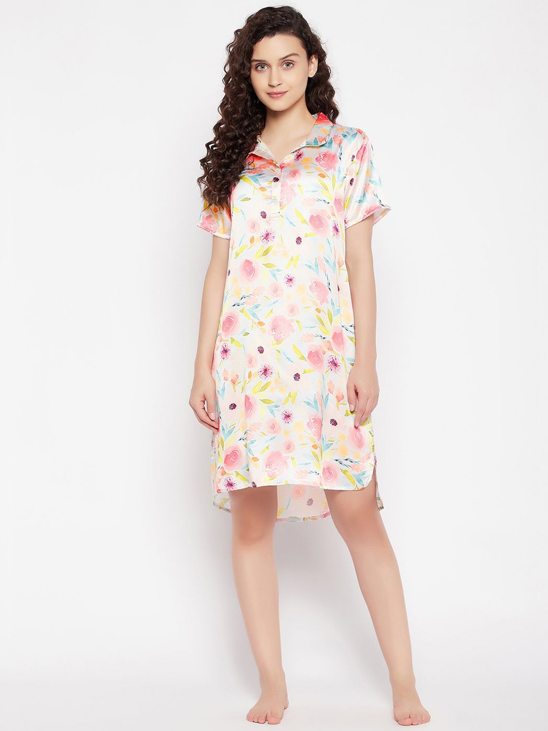

Clovia Women Satin Short Nightdress, White