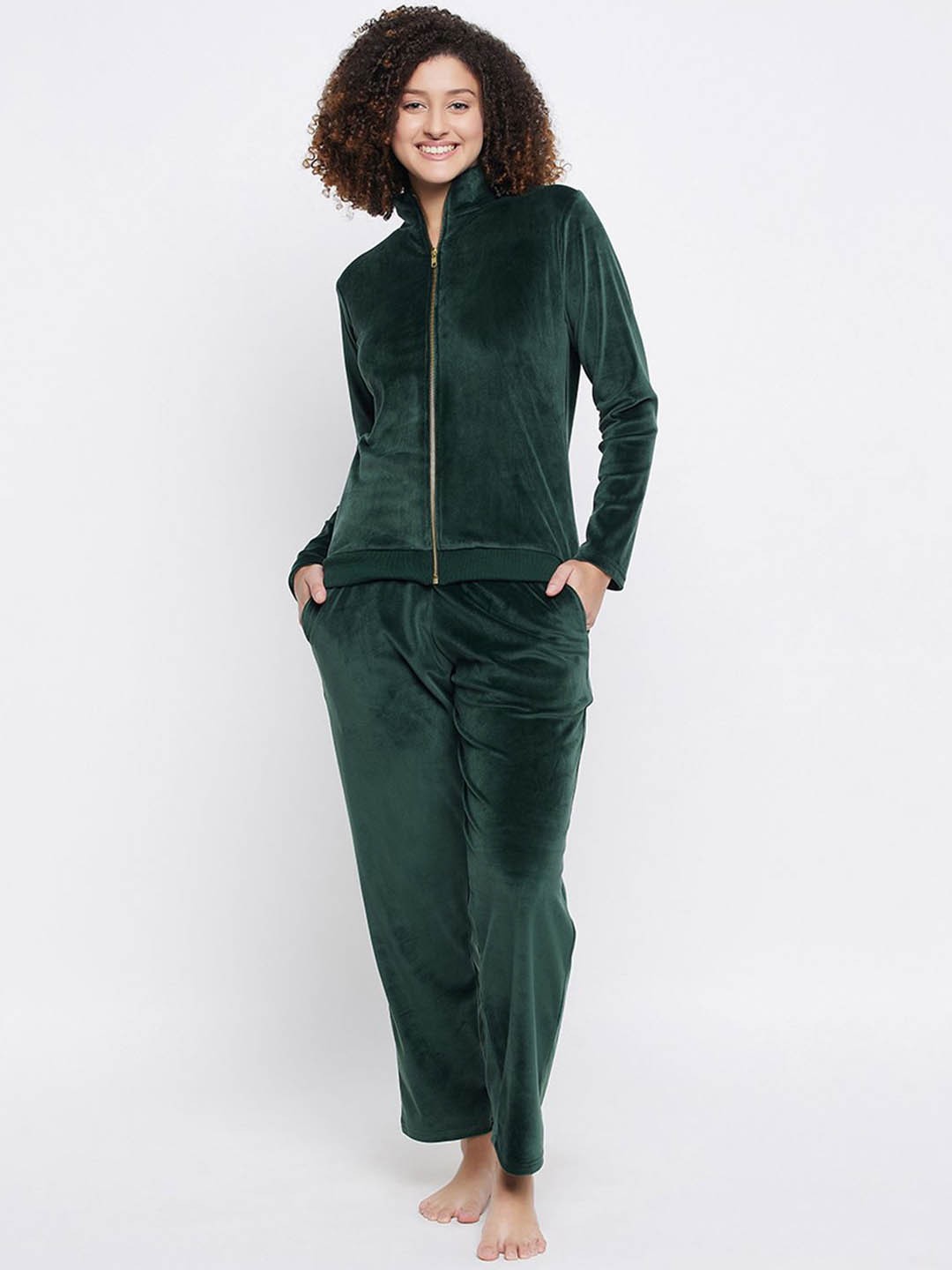 

Clovia Women Nylon Top and Pyjama Set, Green