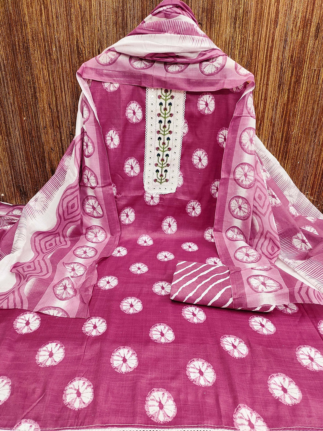 

KALINI Ethnic Motifs Printed Unstitched Dress Material, Pink