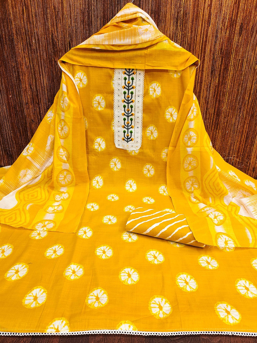 

KALINI Printed Unstitched Dress Material, Yellow